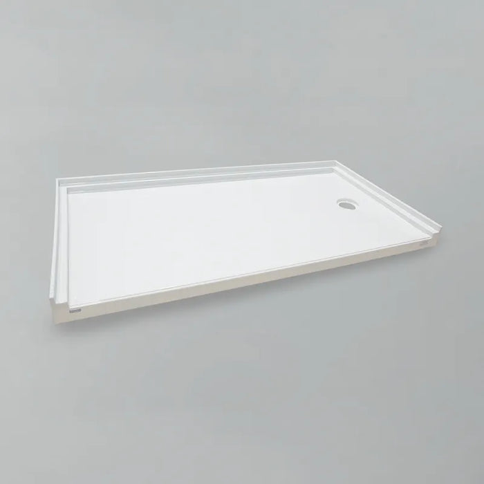 Acritec Barrier Free Single Threshold Shower Base - Ultra-Low Profile Acrylic with Fiberglass & Wood Reinforcement, End Drain for Aging-in-Place Installs