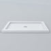 White Acritec low profile double threshold shower base with center drain in a square modern bathroom setup