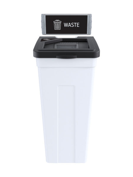 Front view of Rise single wall station showing WASTE signage