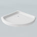 White Acritec belly round front shower base with 4 1/4 inch height in a modern bathroom installation