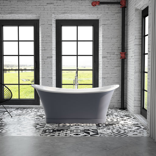 Hawthorne Grey Freestanding Bathtub – Full Side Profile