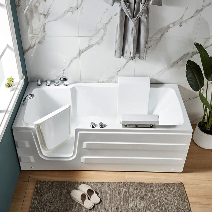 Acritec Integrity 61" Walk-In Bathtub with Hydraulic Seat – 61" x 29⅞" x 24" – White
