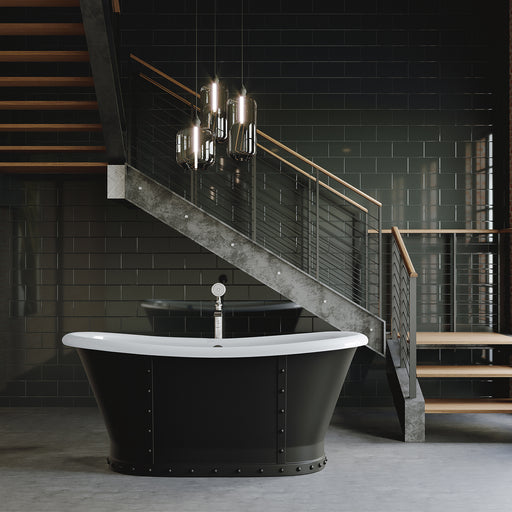 Lusca Freestanding Bathtub – Black Lifestyle Scene