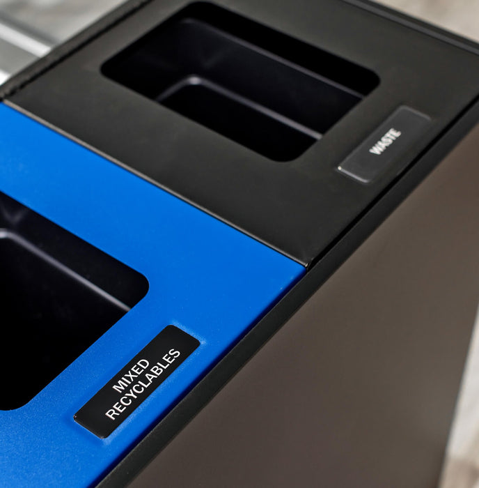 Mezzo triple recycling station in modern school cafeteria