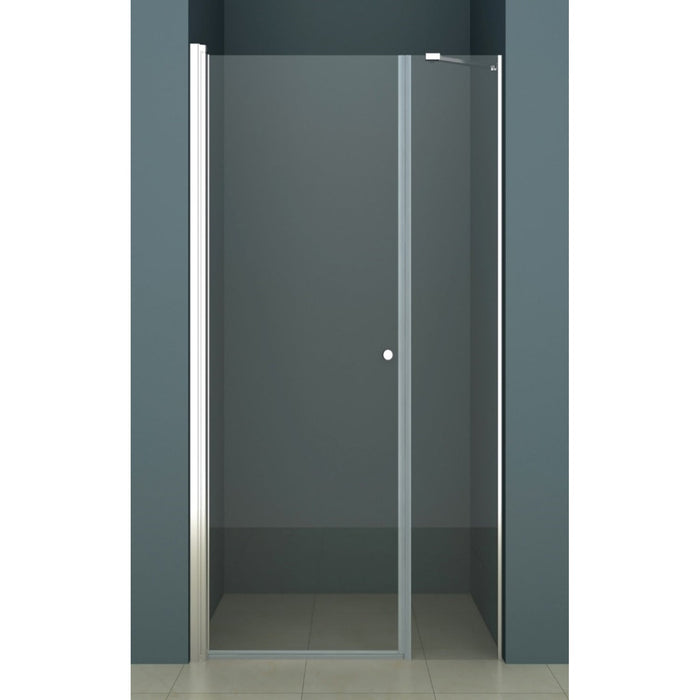 Acritec Ruxton Extended semi-frameless single threshold shower door in matte black finish, highlighting magnetic closure and easy-clean tempered glass in a stylish bathroom environment