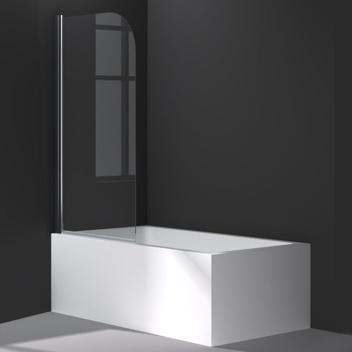 Acritec Saturna frameless shower door in high-luster chrome finish installed in modern bathroom