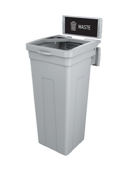 Busch Rise wall-mounted single 57 L waste bin in grey