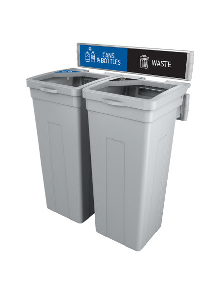 Busch Rise wall-mounted double 114 L bin in grey – Cans & Bottles + Waste