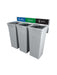 Busch Rise wall-mounted triple 170 L bin in grey – Cans & Bottles + Paper + Waste